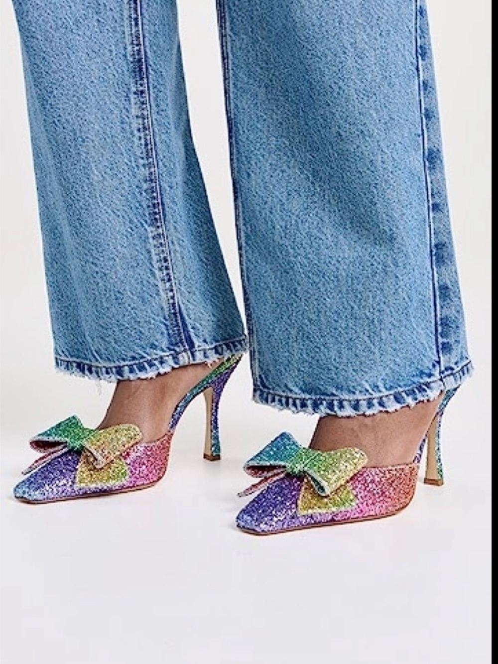 NALEBE Dimante Mules rainbow glitter